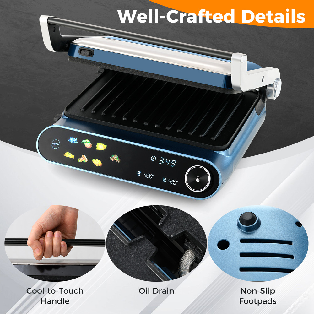 Versatile 1200W Panini Press Grill With LED Display And 7 Grilling Modes Perfect Indoor Contact Gri 4