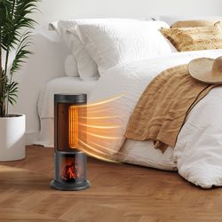 powerful 1500w oscillating space heater, portable tower design for whole-room warmth