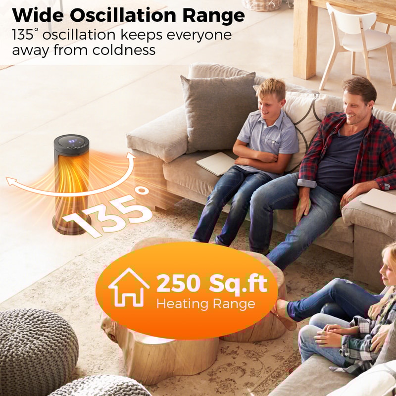 Powerful 1500W Oscillating Space Heater Portable Tower Design For WholeRoom Warmth 6