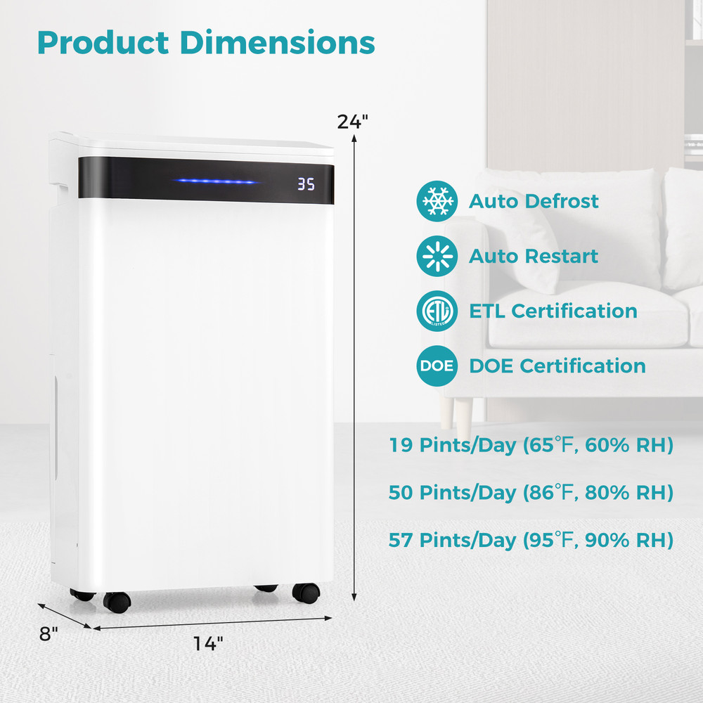 57 Pint Dehumidifier For Large Spaces Up To 4500 Sq Ft Ideal For Home  Basement Use 4