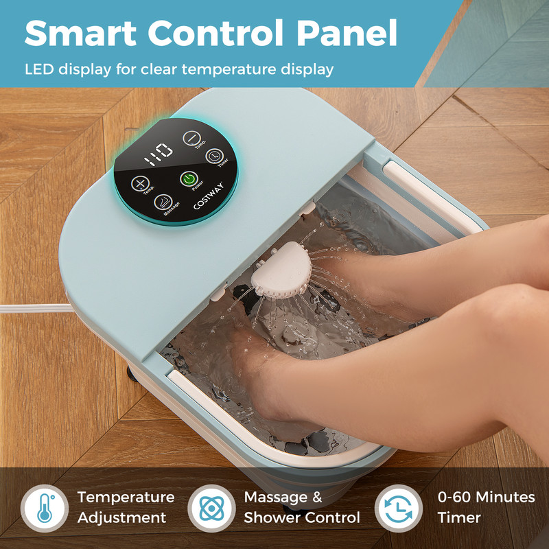 Portable Foot Spa Massager Heated Collapsible Bath Tub With Timer Bubbles 6