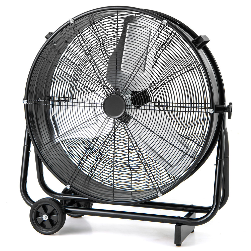 Industrial Drum Fan With 2 Wheels 360Degree Adjustable Tilt HeavyDuty Cooling 1
