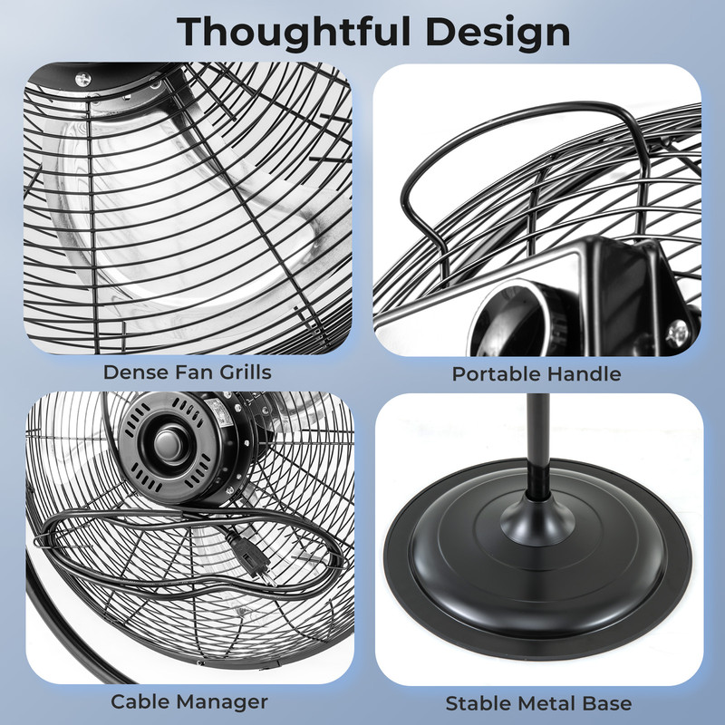 HeavyDuty 18Inch Pedestal Fan With 3 Speeds  Adjustable Height HighVelocity Airflow 2