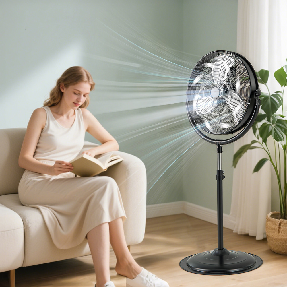 HeavyDuty 20Inch Pedestal Fan With 3Speed Settings Adjustable Height  HighVelocity Airflow 1