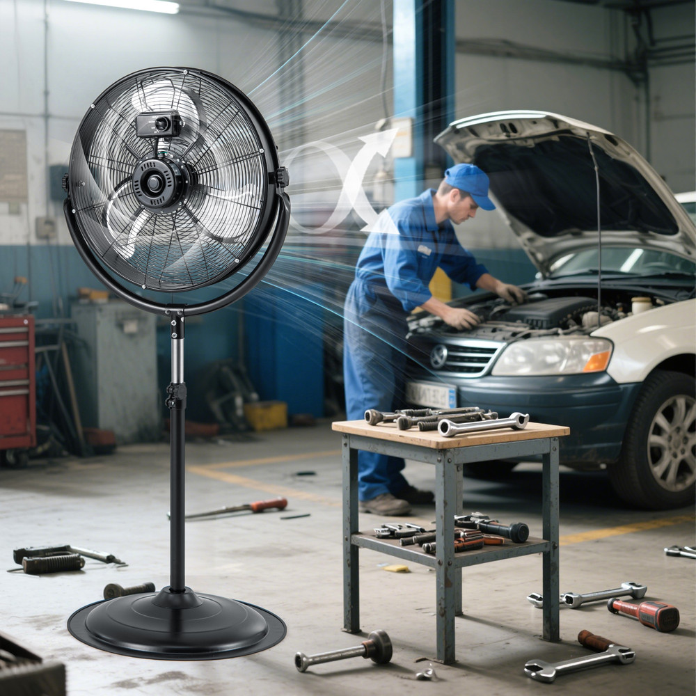 HeavyDuty 20Inch Pedestal Fan With 3Speed Settings Adjustable Height  HighVelocity Airflow 0