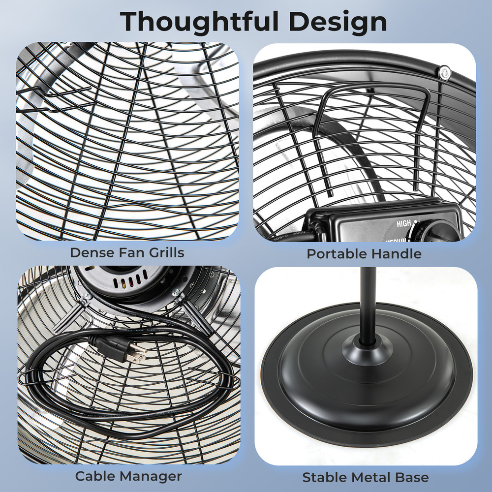 HeavyDuty 20Inch Pedestal Fan With 3Speed Settings Adjustable Height  HighVelocity Airflow 5