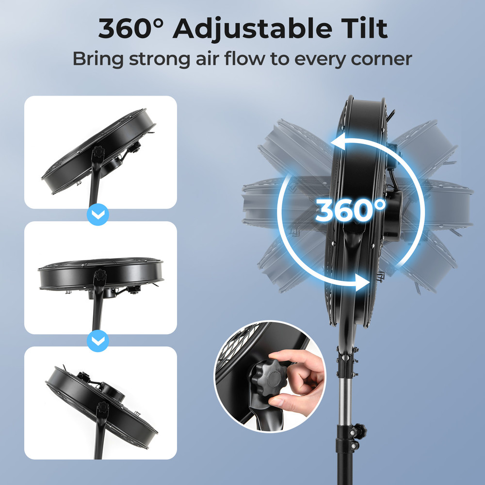 HeavyDuty 20Inch Pedestal Fan With 3Speed Settings Adjustable Height  HighVelocity Airflow 7