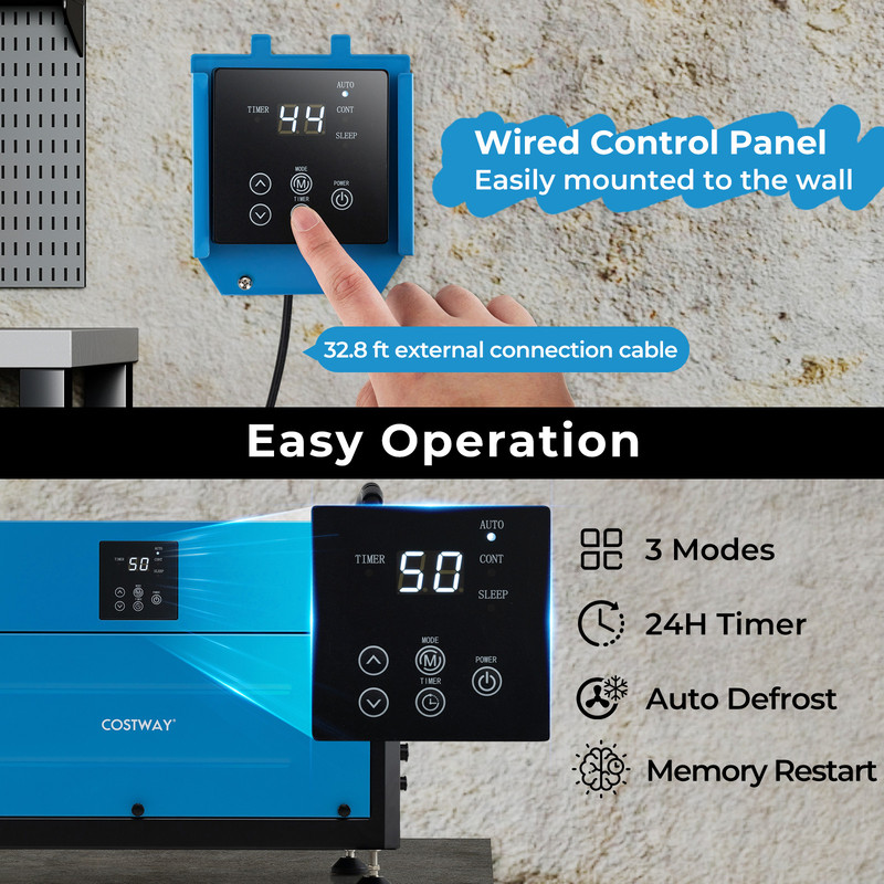 155 Pint Crawl Space Dehumidifier With 3 Modes And 24H TimerBlue 2