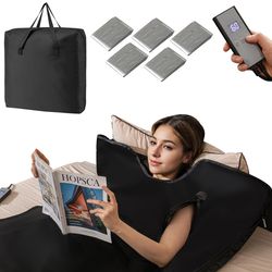 portable full-body personal sauna for home with armholes, wraps & sauna bag, infrared detox blanket