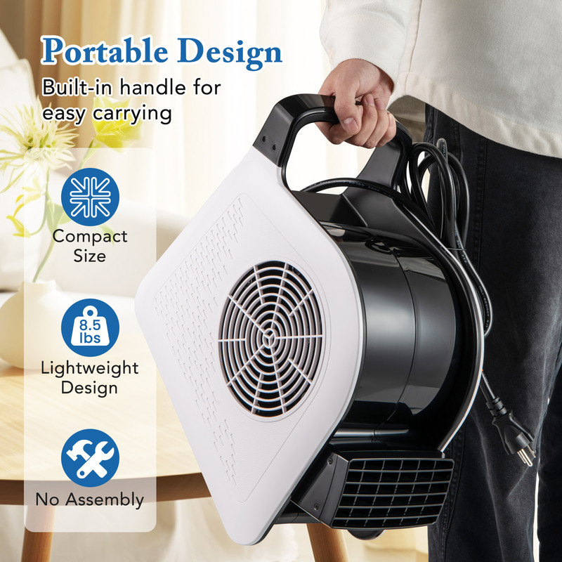 High Velocity Blower Fan Utility Air Mover With 3 Speeds And 185 Pivoting Head For Rapid Drying Eff 3
