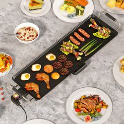27 inch large electric griddle nonstick bbq grill with adjustable temperature control for indoor & outdoor parties