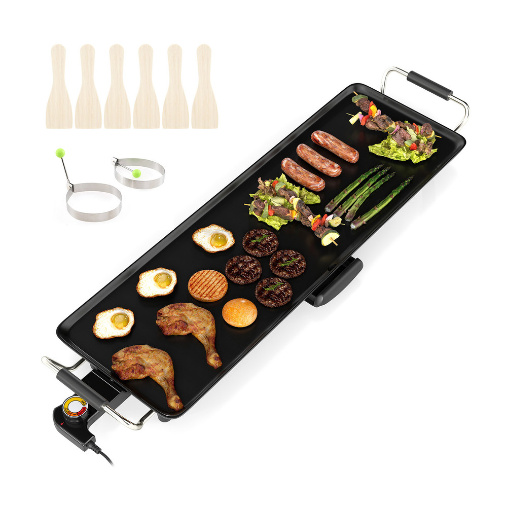 27 Inch Large Electric Griddle Nonstick BBQ Grill with Adjustable Temperature Control for Indoor & Outdoor Parties