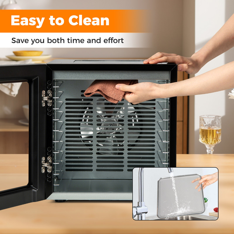 10 Stainless Steel Trays Dryer With 10 Presets 4Sided Viewing Window Food Dehydrator With LED 360 1