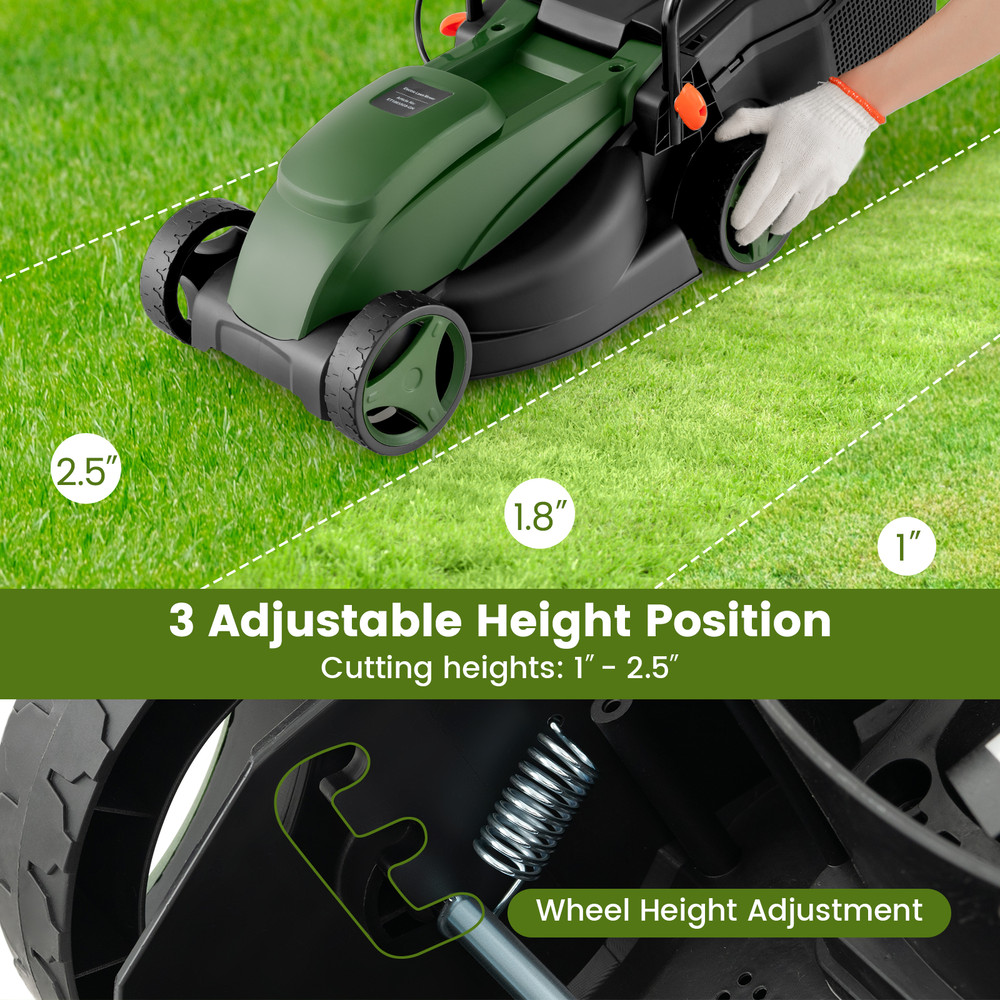 10 AMP 13Inch Electric Corded Lawn Mower With 25 L Collection Box Powerful Lightweight Grass Cutter 4
