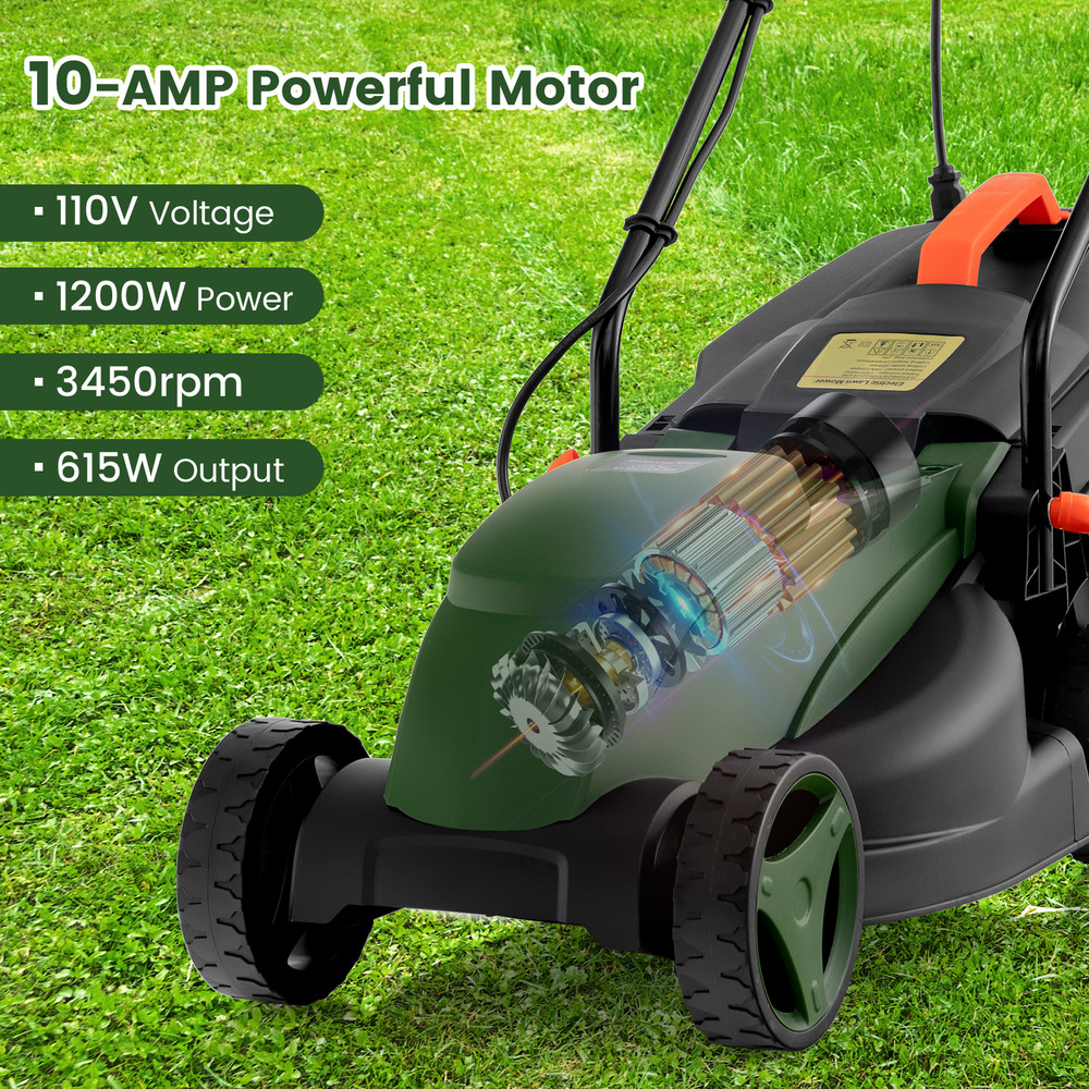 10 AMP 13Inch Electric Corded Lawn Mower With 25 L Collection Box Powerful Lightweight Grass Cutter 2