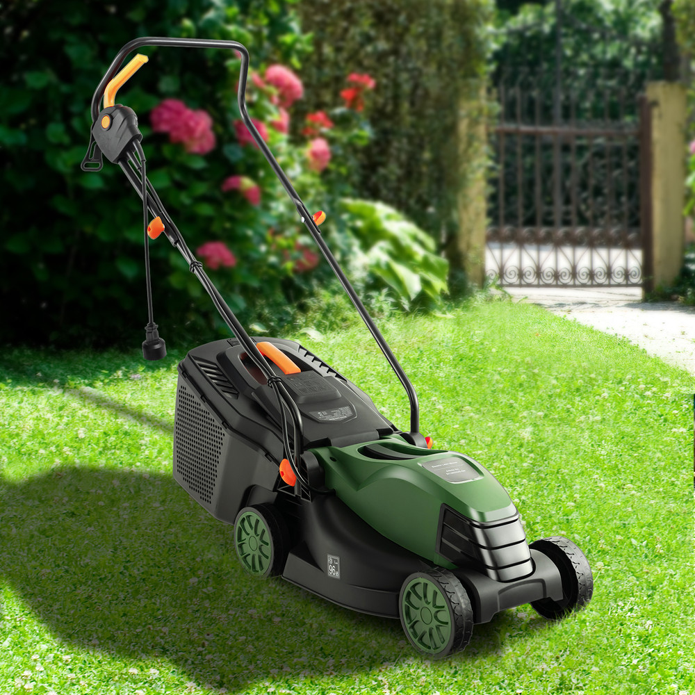12AMP 135 Inch Adjustable Electric Corded Lawn Mower With Collection Box Powerful Garden Mower For 0