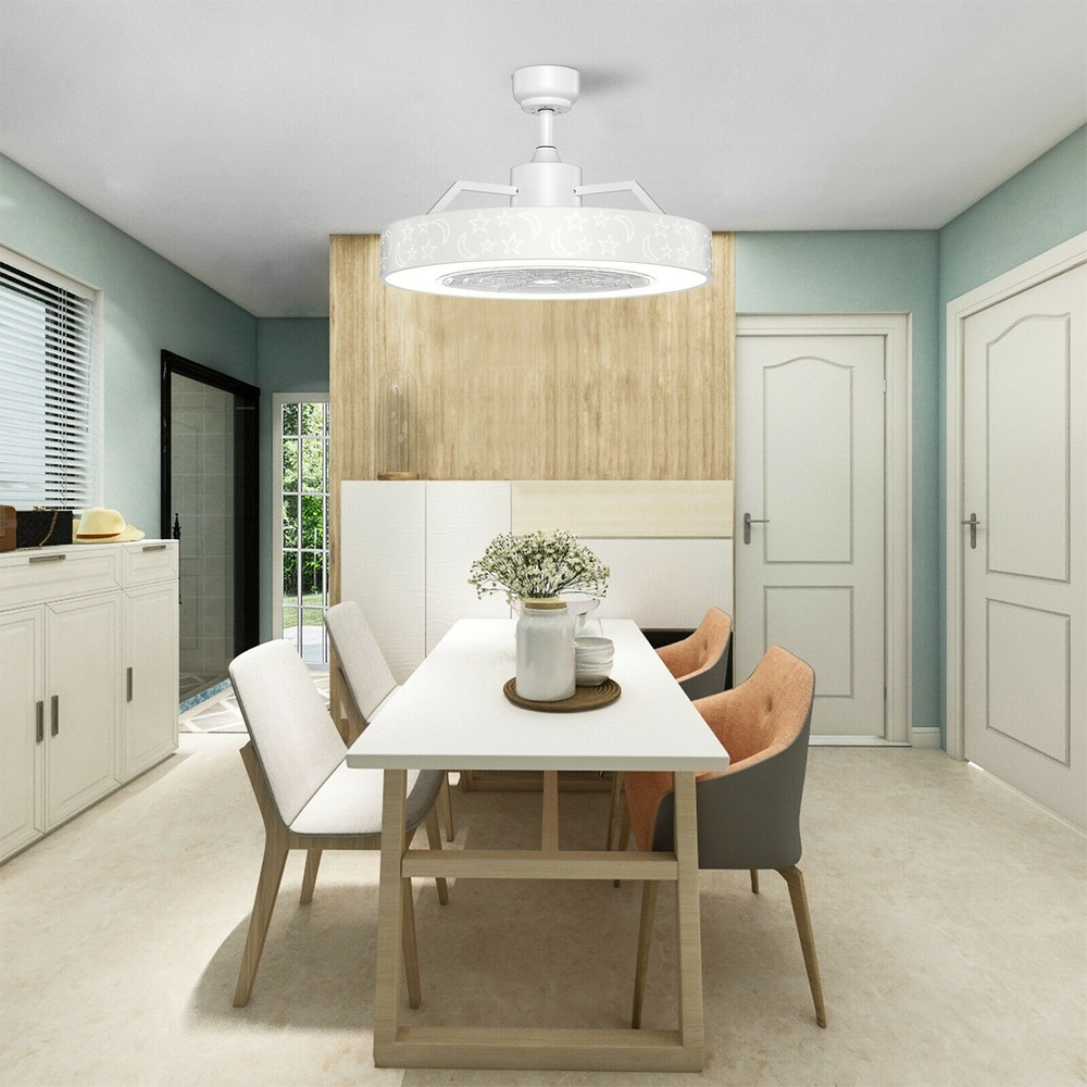 23 Inch Ceiling Fan with LED Light and Remote Control, Modern Quiet Ceiling Fan with 3 Speeds, Dimmable Light & Timer