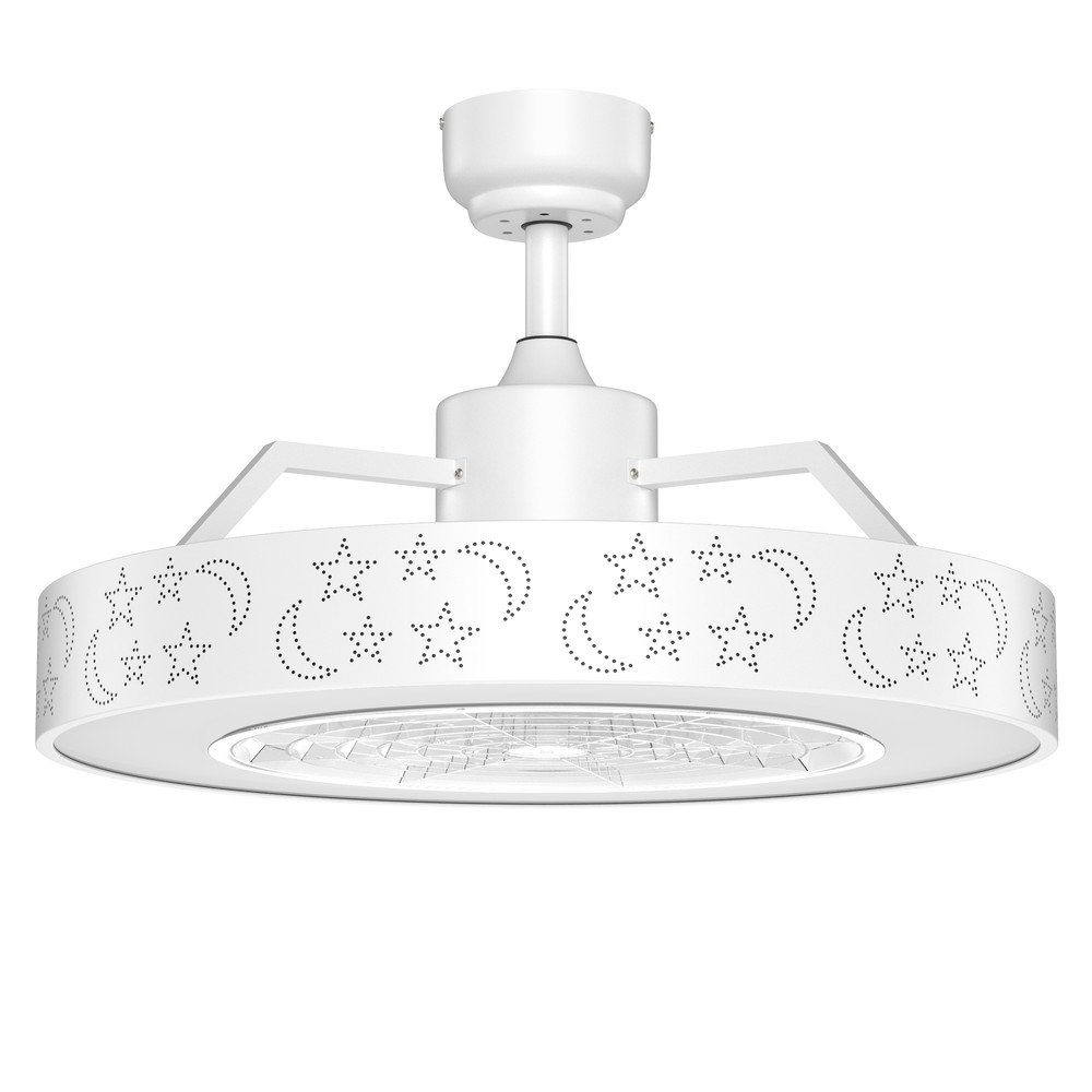 23 Inch Ceiling Fan with LED Light and Remote Control, Modern Quiet Ceiling Fan with 3 Speeds, Dimmable Light & Timer