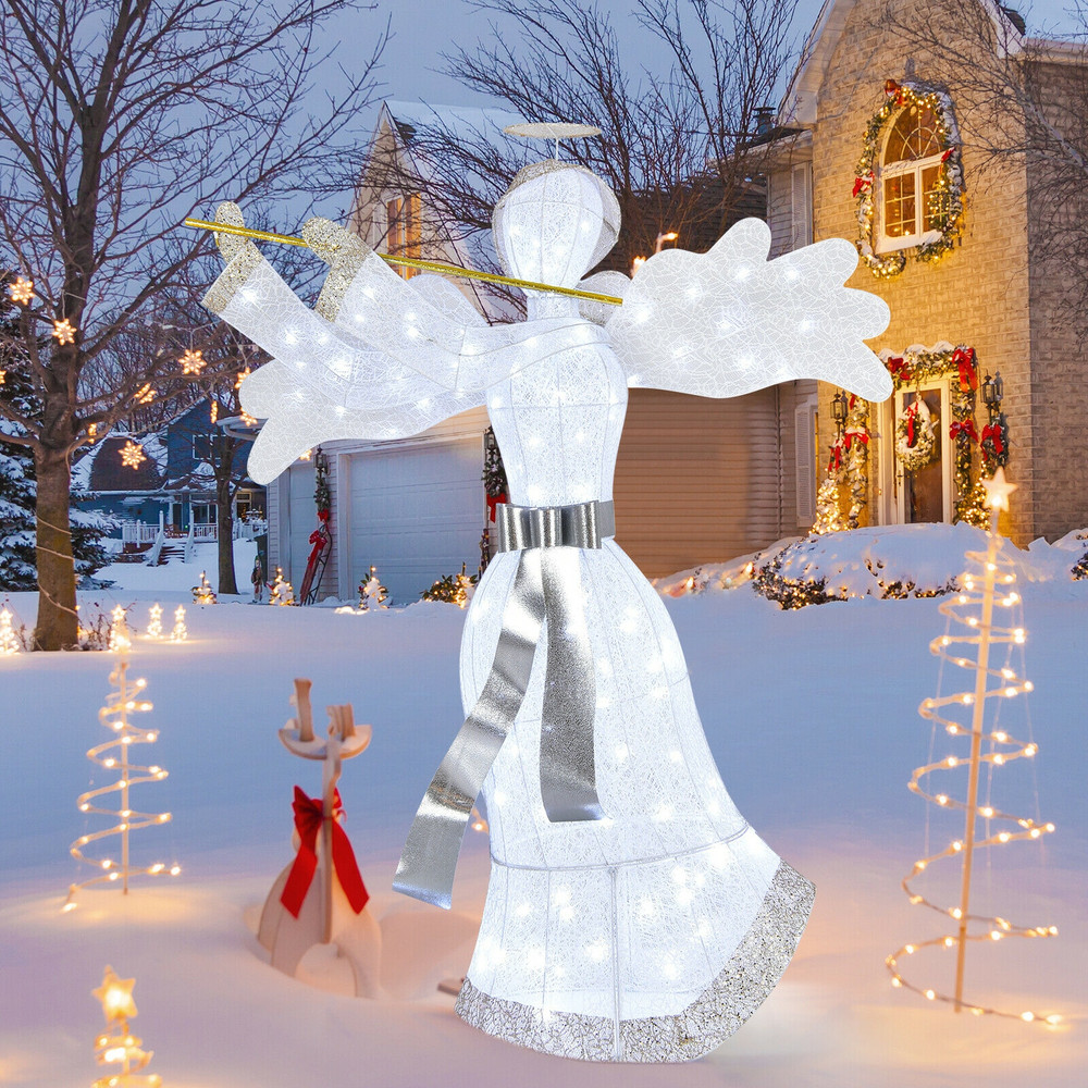Pre-Lit Angel Christmas Decoration with 100 LED Lights, 5ft Outdoor/Indoor Holiday Yard Decoration