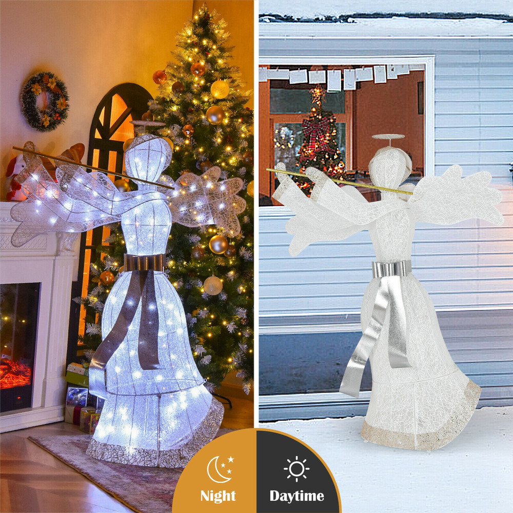 Pre-Lit Angel Christmas Decoration with 100 LED Lights, 5ft Outdoor/Indoor Holiday Yard Decoration