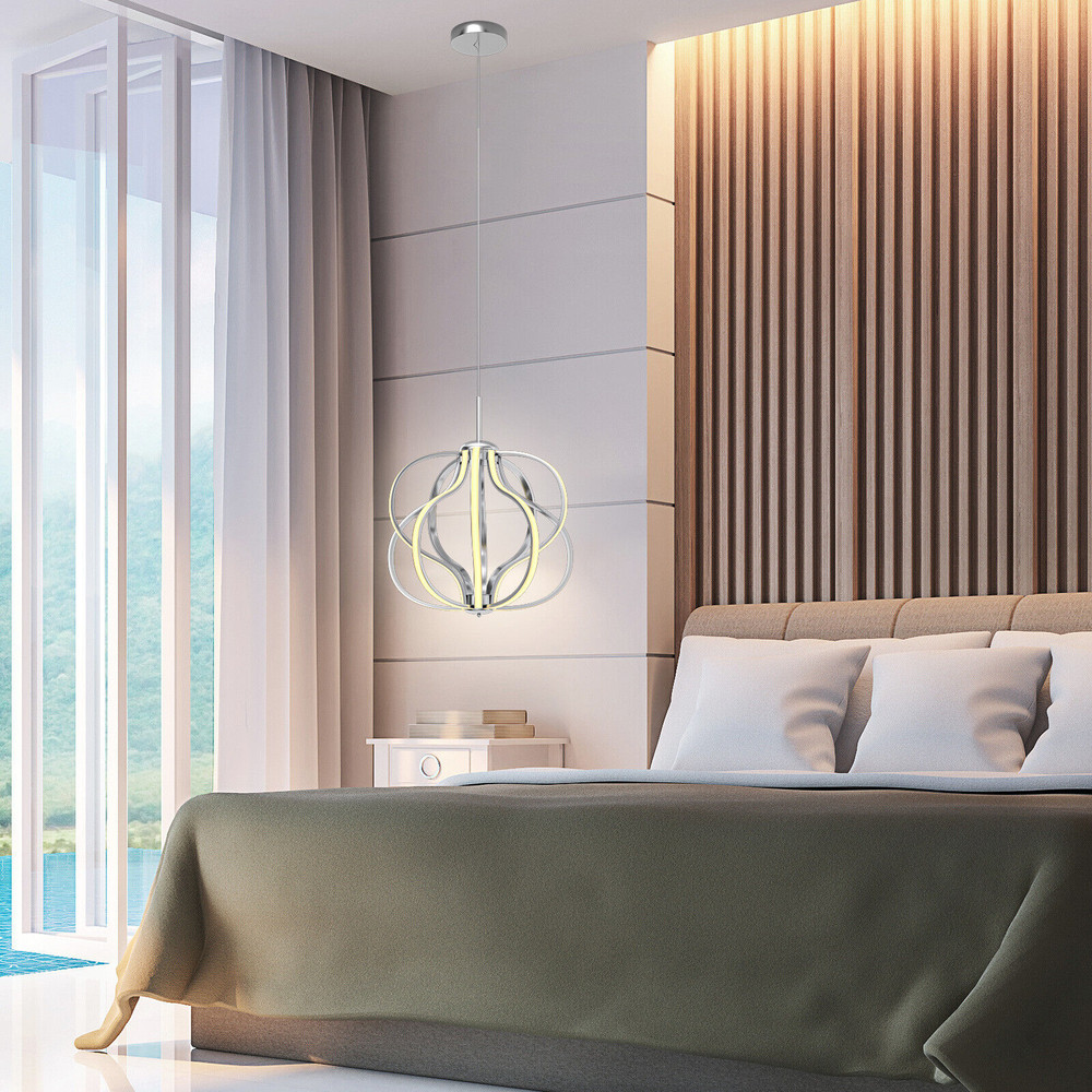 Modern Dimmable Warm White LED Chandelier, Adjustable Height, ETL Certified Pendant Light for Living Room & Bedroom