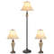 3-Piece Table and Floor Lamp Set with Linen Fabric Shades, Traditional Home Lighting