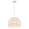 Round Farmhouse Rattan Pendant Light, Adjustable Hanging Rope for Dining & Living Room