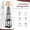 Trapezoidal Designed Floor Lamp with 3 Tiered Storage Shelf, Modern Standing Lamp for Living Room & Bedroom