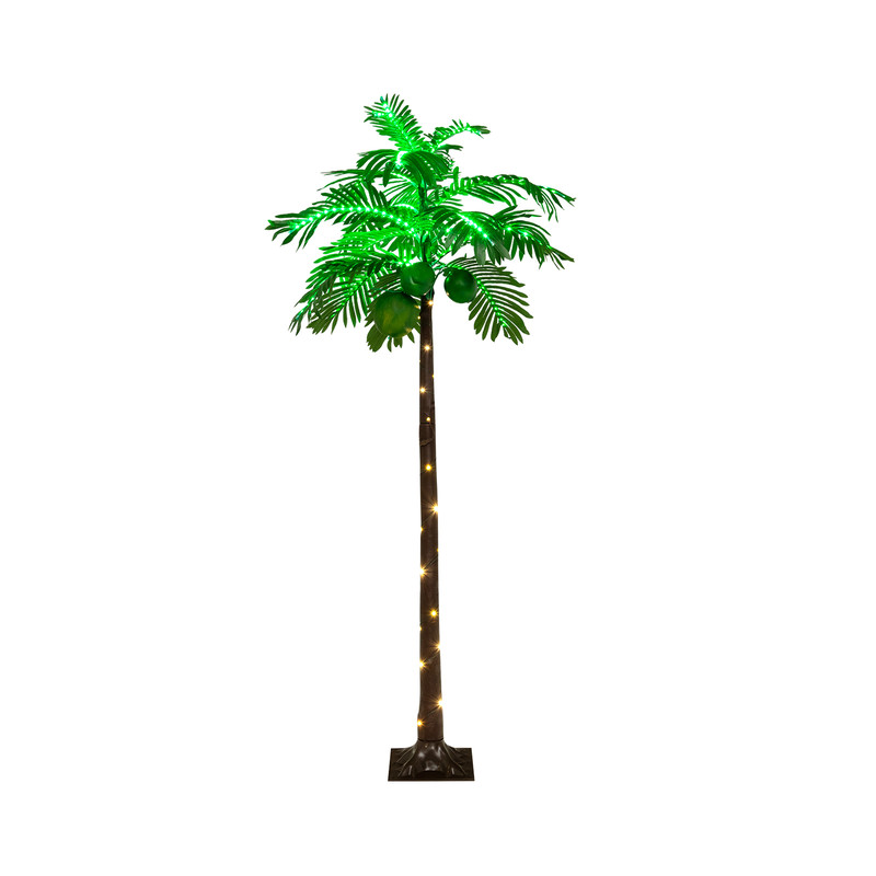 6 FT LED Lighted Artificial Palm Tree, Hawaiian Style Tropical Decor with Water Bag & Coconut Accents