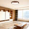 24W Modern LED Mount Ceiling Light, Wood Pattern & Metal Frame, Energy-Efficient Warm White Light