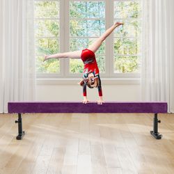 7.5 feet high and low gymnastics beam with 3 adjustable heights, premium home training balance beam
