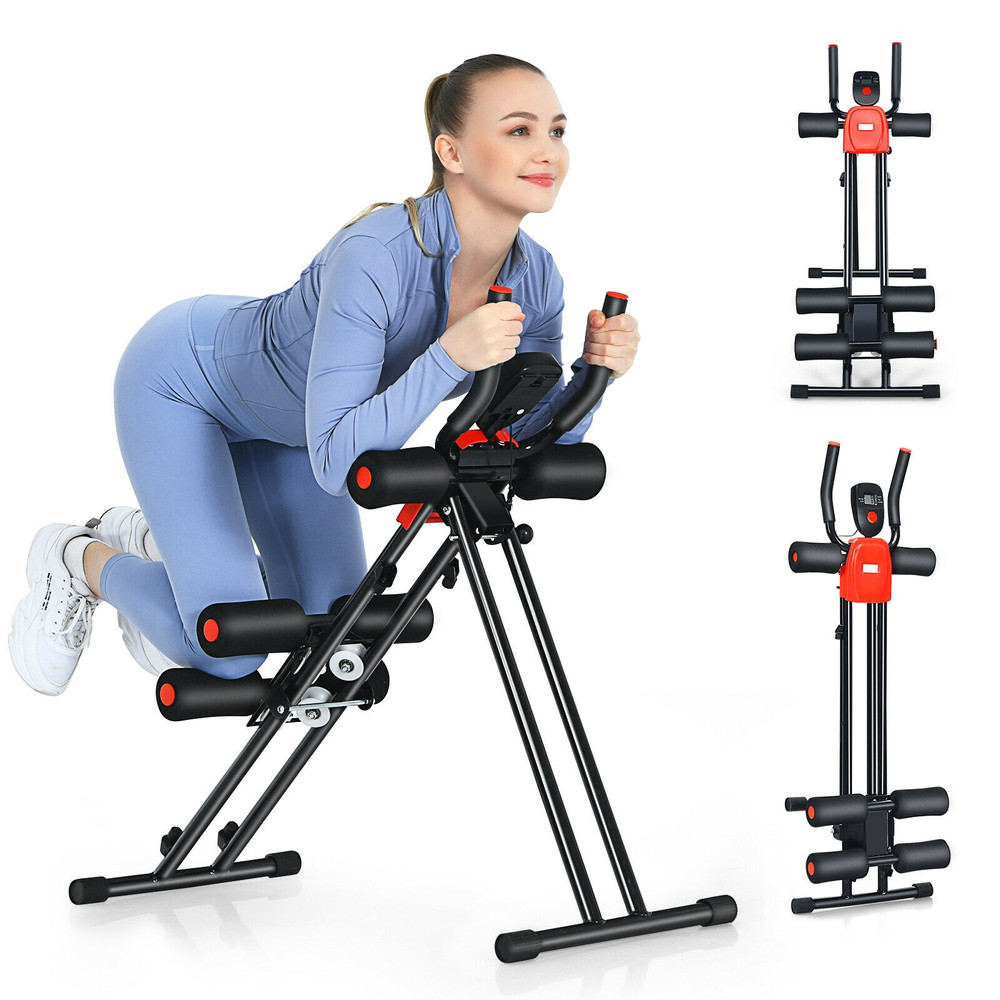 Foldable Adjustable Ab Workout Trainer With LCD Display 3Level Resistance Core Exercise Machine For 0