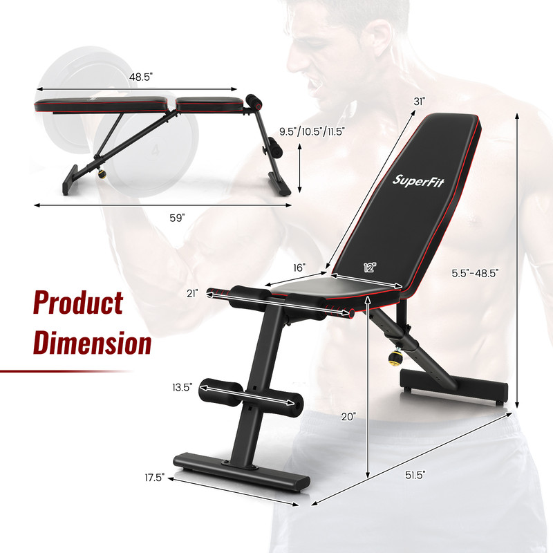Adjustable Weight Bench For Full Body Strength Training Foldable InclineDecline Workout Bench For H 7