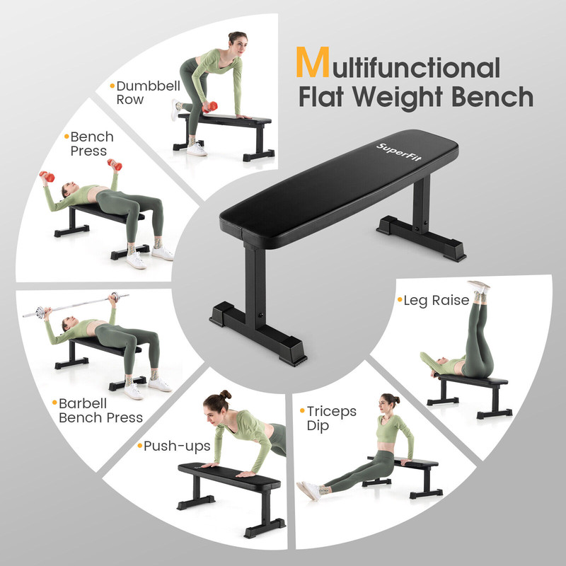 MultiFunctional Adjustable Full Body Exercise Weight Bench Heavy Duty Flat Strength Training Bench 6