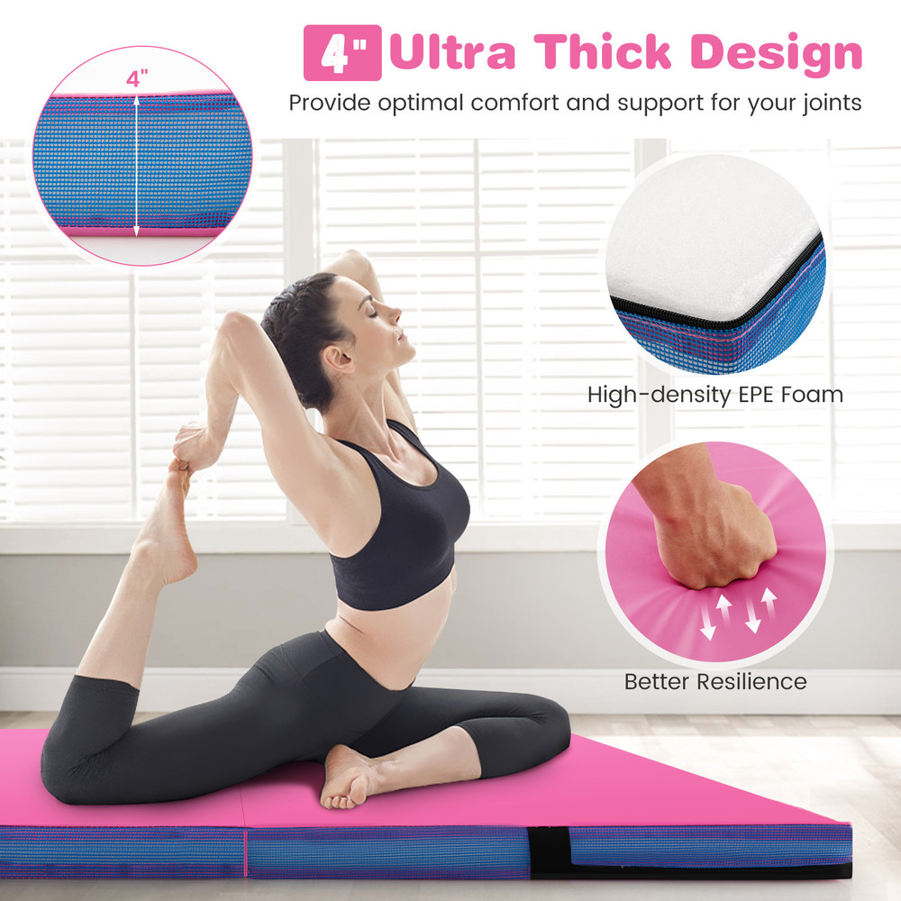 Durable Gymnastic Tumbling Mat With Handles BiFolding Thick Exercise Mat For Yoga Stretching Kids P 4