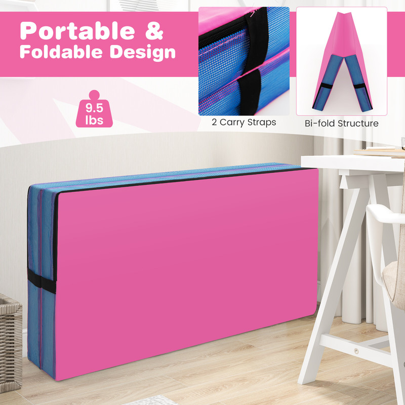 Durable Gymnastic Tumbling Mat With Handles BiFolding Thick Exercise Mat For Yoga Stretching Kids P 5