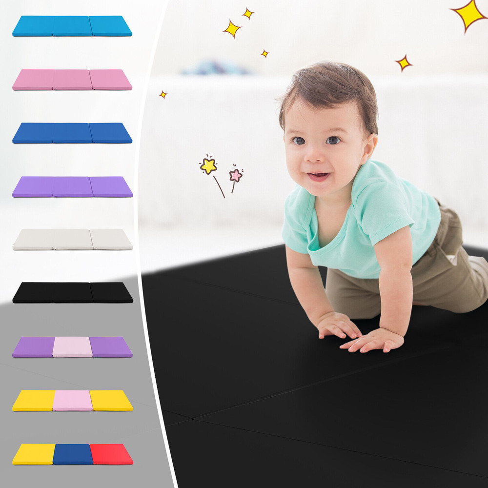 TriFold Gym Mat With Handles HighDensity Foam Folding Mat With Removable Zippered Cover For Home Ki 6