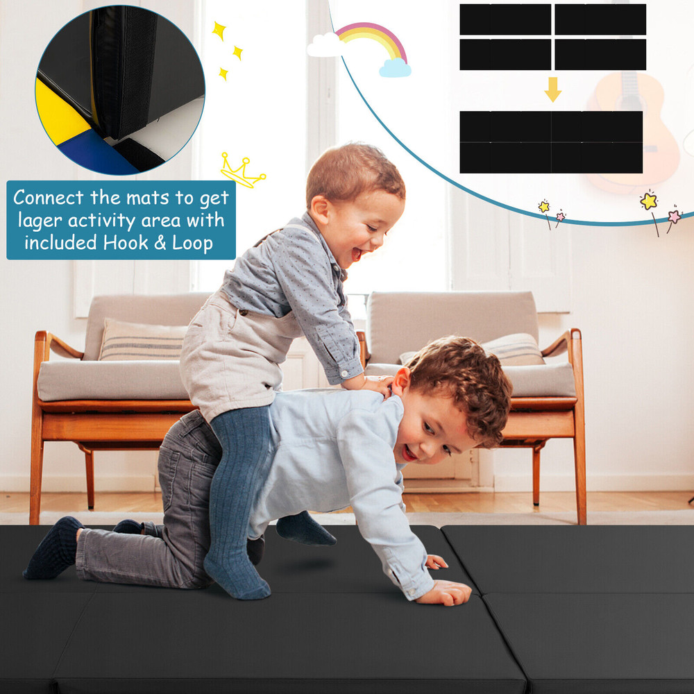 TriFold Gym Mat With Handles HighDensity Foam Folding Mat With Removable Zippered Cover For Home Ki 4