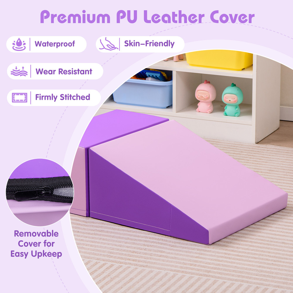 Baby Soft Play Climber, 2-Piece Step Slide Set for Toddlers with Foam Blocks