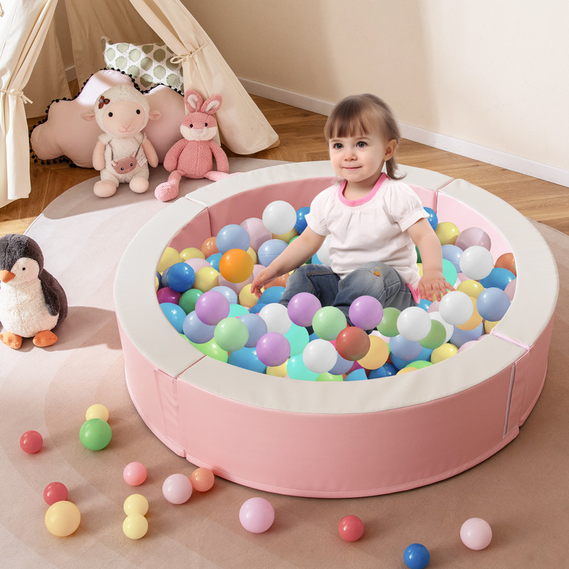 Kids Foam Ball Pit, Detachable Playpen with 50 Ocean Balls for Indoor Fun