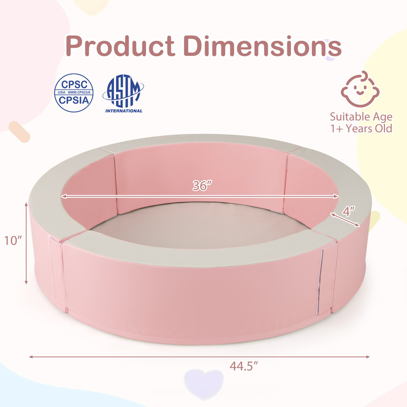 Kids Foam Ball Pit, Detachable Playpen with 50 Ocean Balls for Indoor Fun