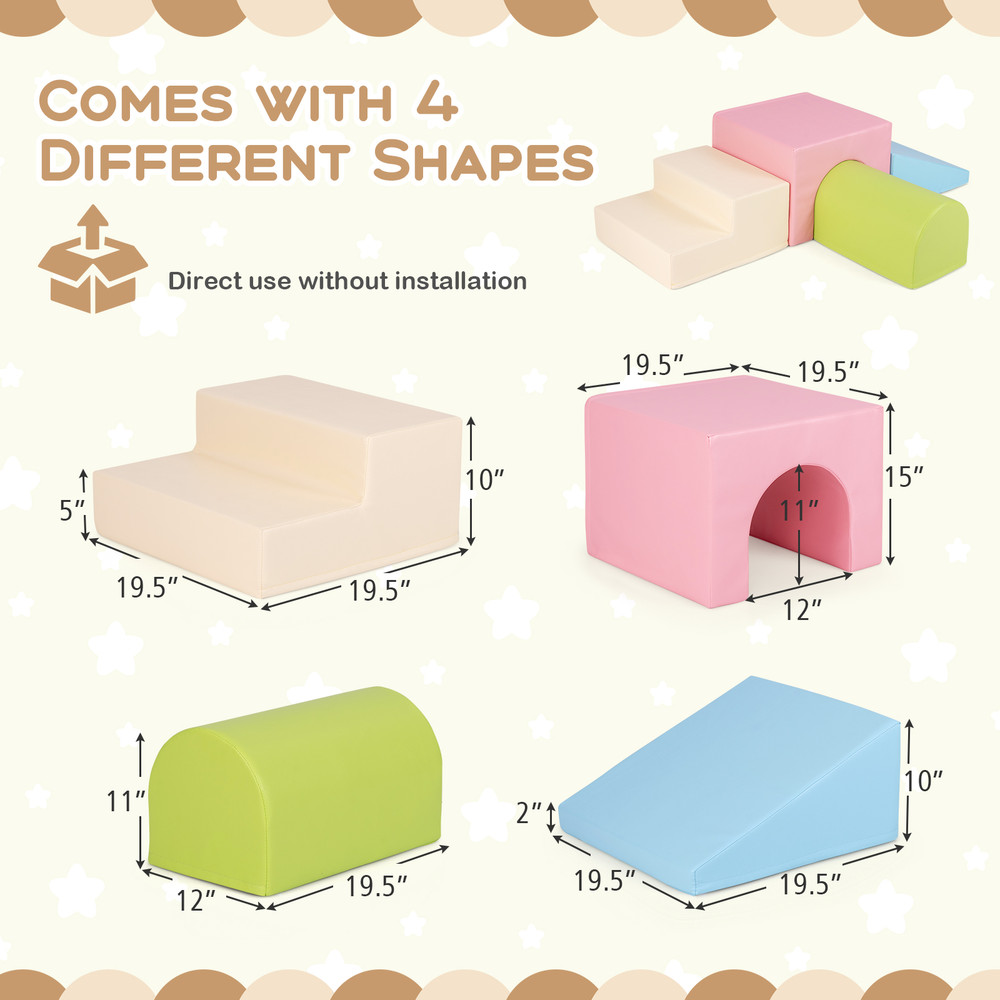 Climb & Crawl Foam Block Play Set, Soft, Safe Blocks for Infants & Babies