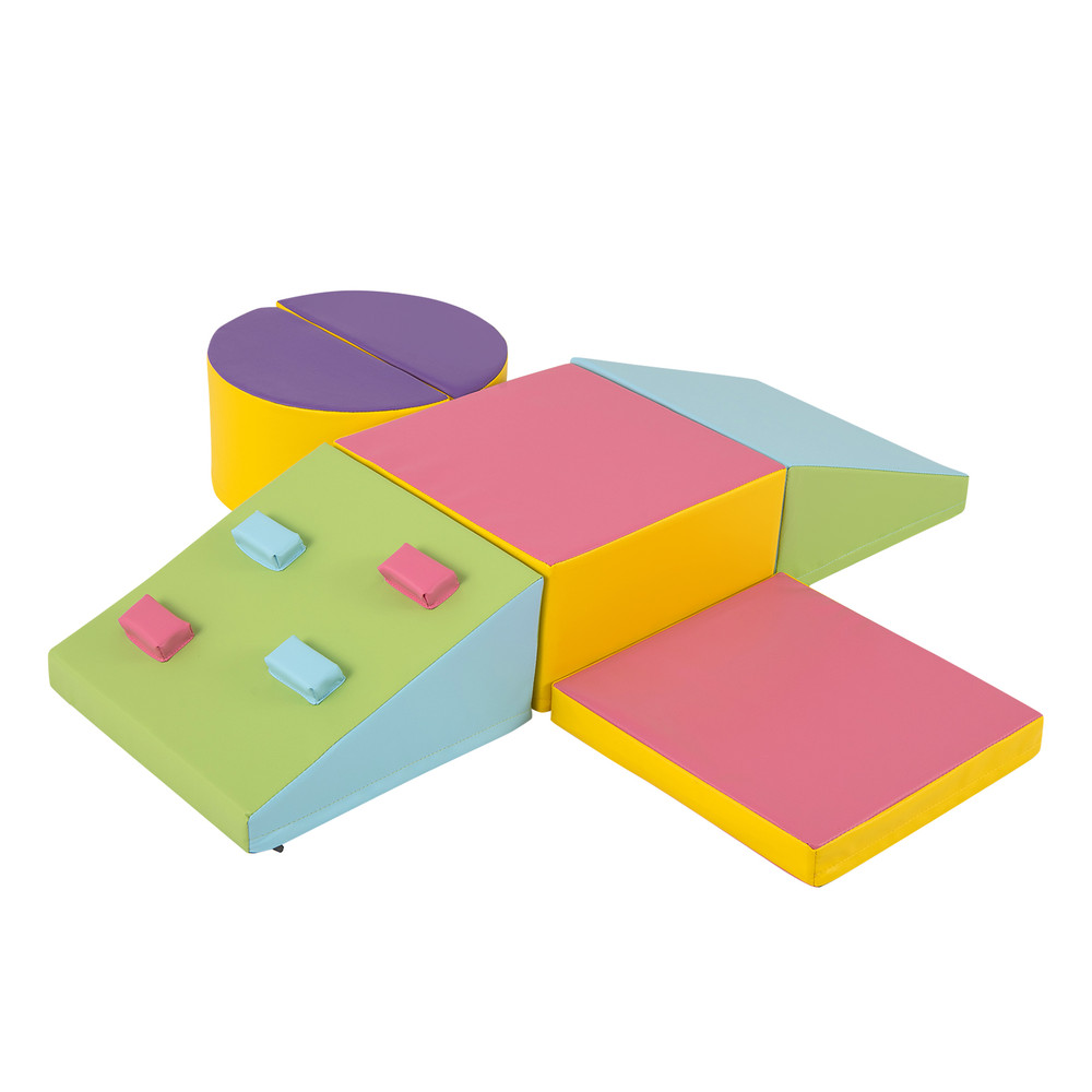 Foam Climbing Blocks for Toddlers, 6-Piece Set with Secure Hook and Loop Fasteners