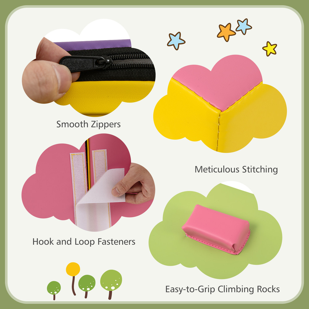 Foam Climbing Blocks for Toddlers, 6-Piece Set with Secure Hook and Loop Fasteners