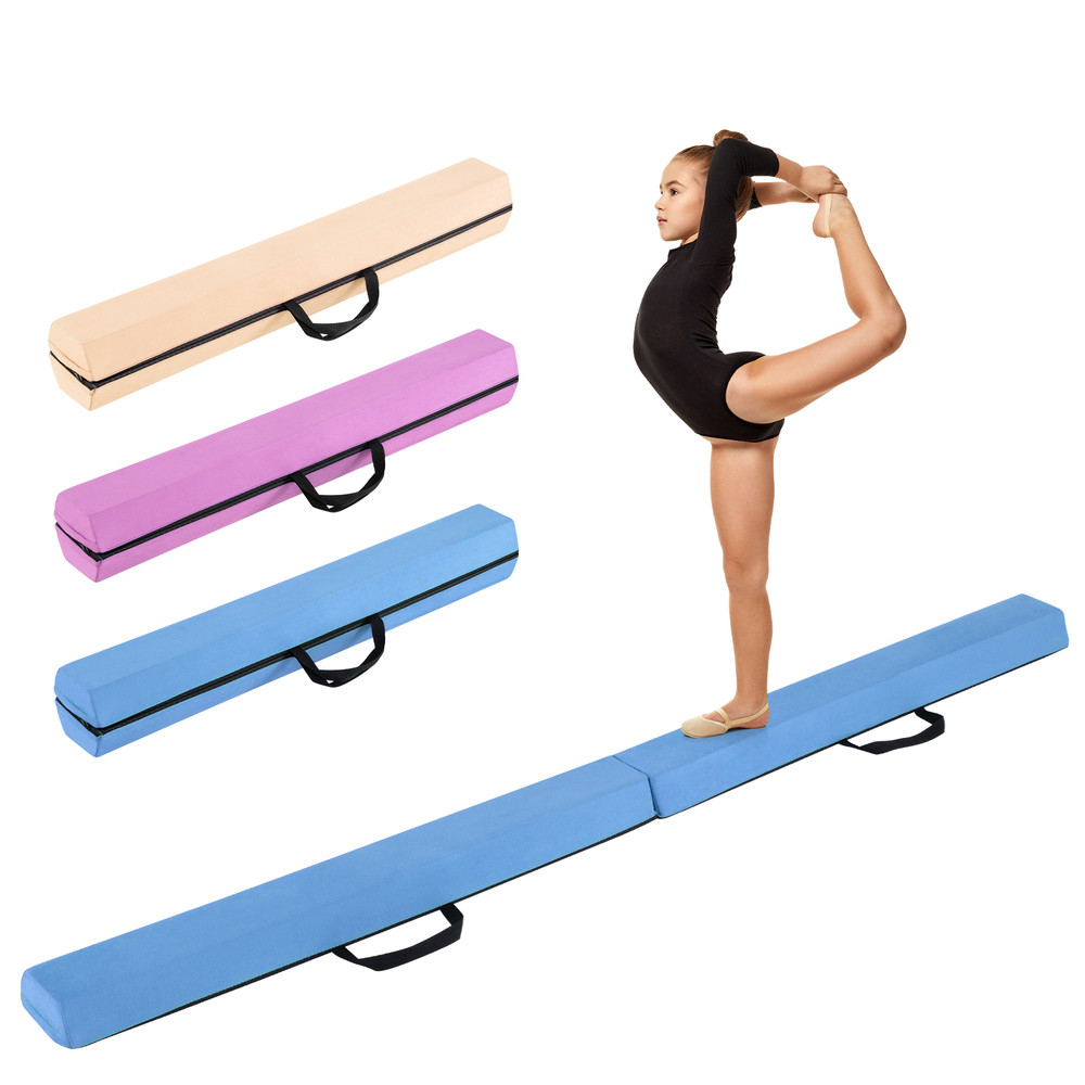 7 FT Folding Balance Beam Removable Suede Cover NonSlip Bottom For Gymnastics 3