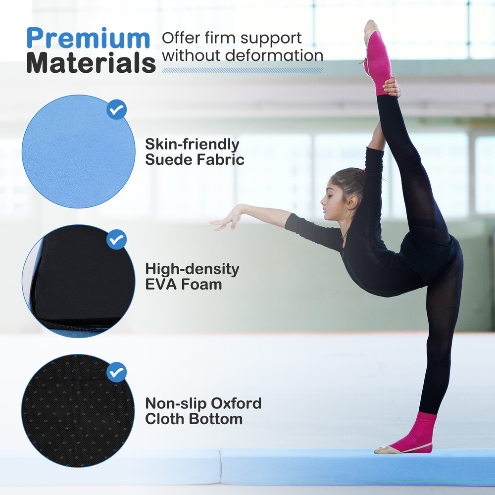 7 FT Folding Balance Beam Removable Suede Cover NonSlip Bottom For Gymnastics 5