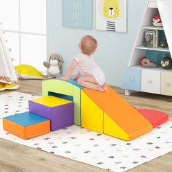 6 pieces foam climbing blocks for toddlers, soft play climbing set with tunnel, arch slide for motor skills development