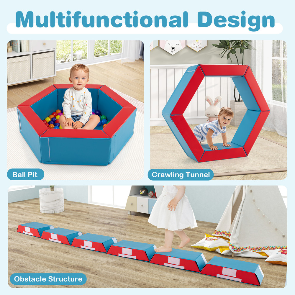 3-Piece Baby Foam Climbing Blocks Set, Climb & Crawl Play Gym with 100 Ocean Balls for Toddlers