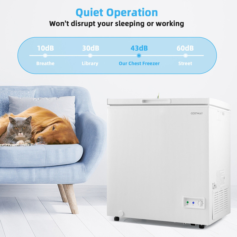 3.5/5 Cu.ft Compact Chest Freezer with Removable Storage Basket, Energy-Efficient & Space-Saving