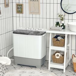 2-in-1 portable 22lbs capacity washing machine with timer control, twin tub design for apartments & rvs